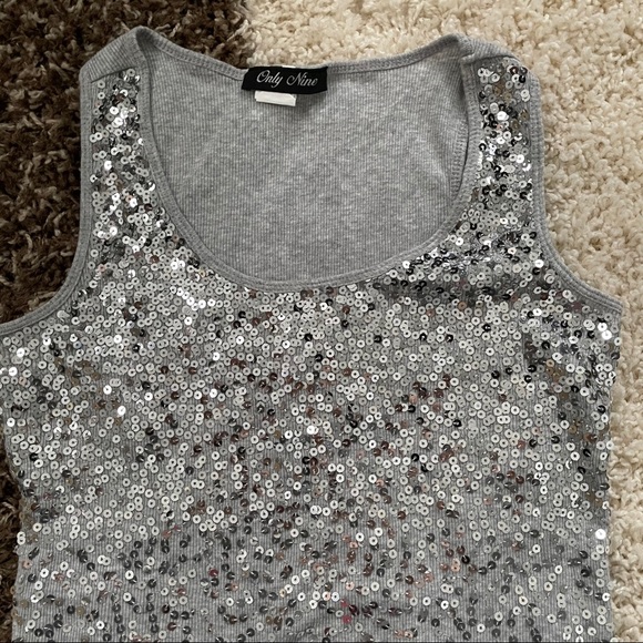 Gray Tank Top with Silver Sequins - Picture 3 of 6